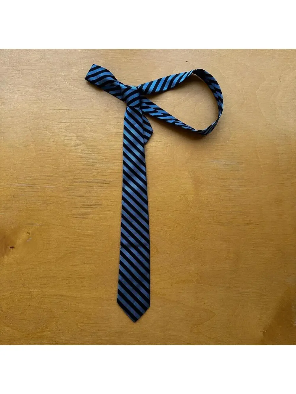Vintage 1960s Tie Navy Light Blue Stripes 60s Rockabilly Wedding Casual